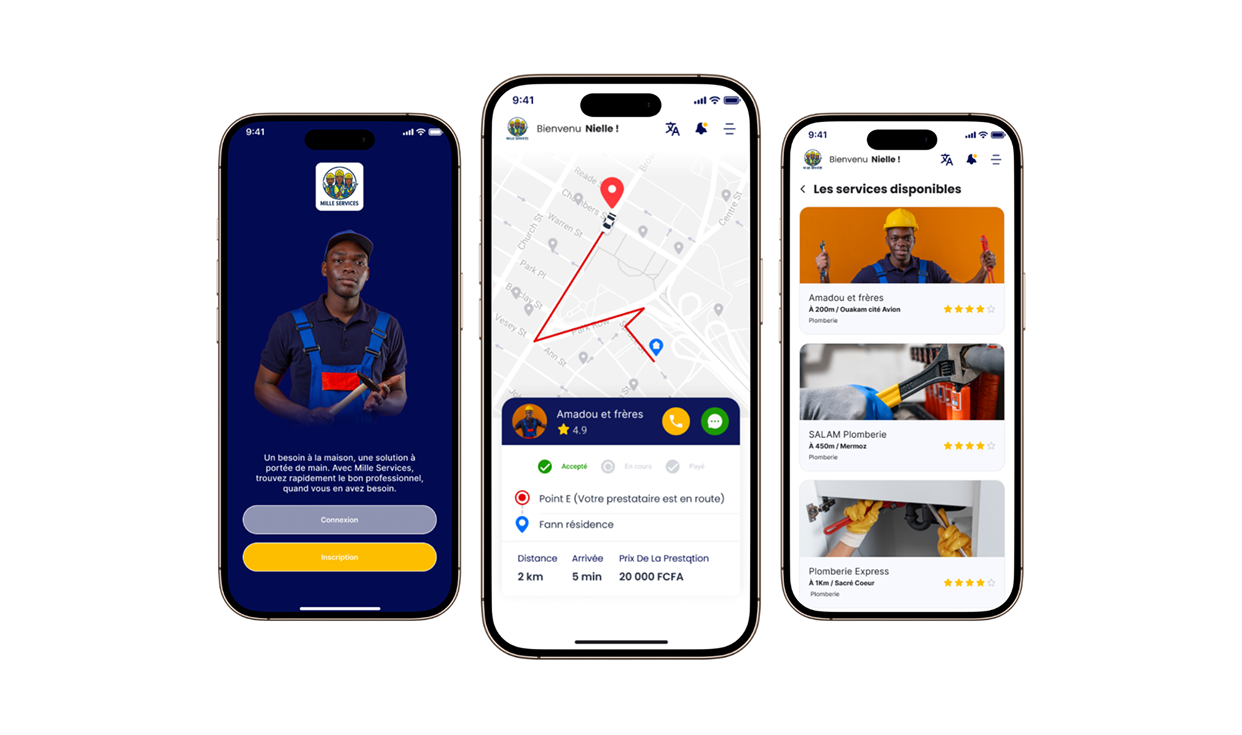 Aperçu de l’application Mille Services